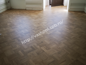 Выполненные паркетные работы по укладке, циклевке, лакировке, шлифовке, тонировке паркета
